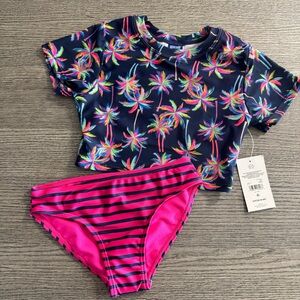 Ocean Gear Girls 2-Pc Cropped Rashguard Set Swimwear UPF 50+ Size S 6-6X